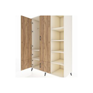 Kronos Dolap 6 Raflı 4 Kapaklı Tek Askılı 132x59x195 Aytaşı-çam/aytaşı