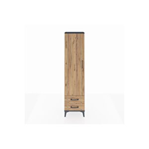 Arges Dolap 5 Raflı 2 Çekmeceli Tek Kapaklı 44x30x182 Antrasit-çam