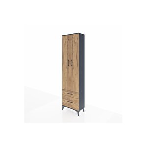 Arges Dolap 3 Raflı 2 Çekmeceli Tek Askılı 60x30x221 Antrasit-çam