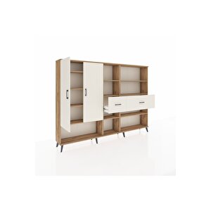 Arges Dolap 10 Raflı 2 Çekmeceli 2 Kapaklı 220x30x163 Çam-aytaşı