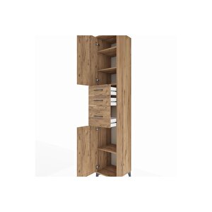 Hyperion Dolap 4 Raflı 3 Çekmeceli 2 Kapaklı 44x44x243 Çam-çam