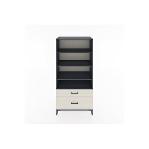 Hyperion Dolap 4 Raflı 2 Çekmeceli 88x44x182 Antrasit-aytaşı