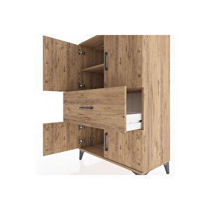 Hyperion Dolap 2 Raflı Tek Çekmeceli 4 Kapaklı 88x44x134 Çam-çam