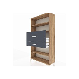 Arges Dolap 3 Raflı 2 Çekmeceli 88x30x163 Çam-antrasit