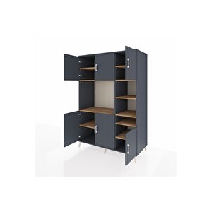 Kronos Dolap 10 Raflı 6 Kapaklı 132x59x195 Antrasit-antrasit/çam