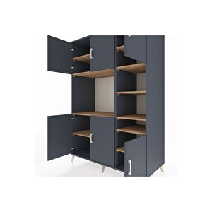 Kronos Dolap 10 Raflı 6 Kapaklı 132x59x195 Antrasit-antrasit/çam