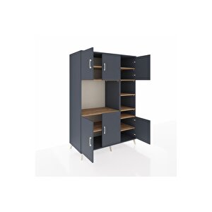 Kronos Dolap 10 Raflı 6 Kapaklı 132x59x195 Antrasit-antrasit/çam