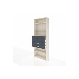 Arges Dolap 4 Raflı 3 Çekmeceli 88x30x243 Aytaşı-antrasit