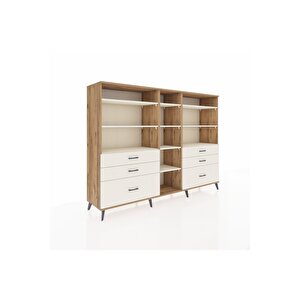 Hyperion Dolap 10 Raflı 6 Çekmeceli  220x44x163 Çam-aytaşı