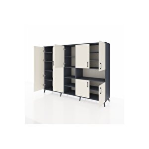 Hyperion Dolap 13 Raflı 7 Kapaklı 220x44x163 Antrasit-aytaşı/antrasit