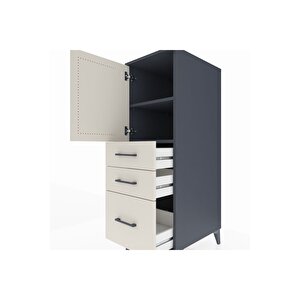 Kronos Dolap 2 Raflı 3 Çekmeceli Tek Kapaklı 44x59x134 Antrasit-aytaşı