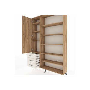 Arges Dolap 9 Raflı 3 Çekmeceli 3 Kapaklı 132x30x195 Çam-çam/aytaşı