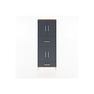 Arges Dolap 4 Raflı 2 Çekmeceli 4 Kapaklı 60x30x163 Çam-antrasit