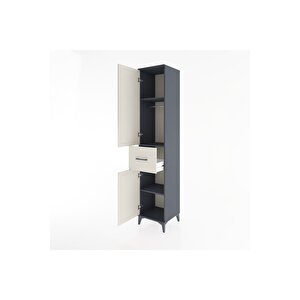 Hyperion Dolap 3 Raflı Tek Çekmeceli Tek Askılı 44x44x221 Antrasit-aytaşı