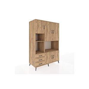 Kronos Dolap 9 Raflı 3 Çekmeceli 5 Kapaklı 132x59x195 Çam-çam/çam