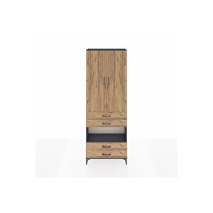 Arges Dolap 5 Raflı 4 Çekmeceli 2 Kapaklı 88x30x243 Antrasit-çam