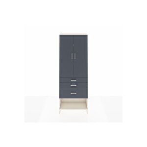 Arges Dolap 3 Raflı 3 Çekmeceli 2 Kapaklı 88x30x243 Aytaşı-antrasit