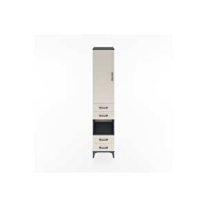 Hyperion Dolap 4 Raflı 4 Çekmeceli Tek Kapaklı 44x44x221 Antrasit-aytaşı