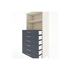 Hyperion Dolap 2 Raflı 6 Çekmeceli 88x44x182 Aytaşı-antrasit