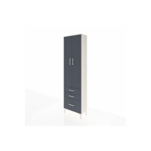 Arges Dolap 2 Raflı 3 Çekmeceli Tek Askılı 60x30x221 Aytaşı-antrasit