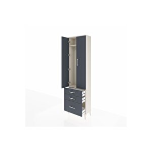 Arges Dolap 2 Raflı 3 Çekmeceli Tek Askılı 60x30x221 Aytaşı-antrasit
