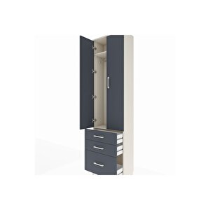 Arges Dolap 2 Raflı 3 Çekmeceli Tek Askılı 60x30x221 Aytaşı-antrasit