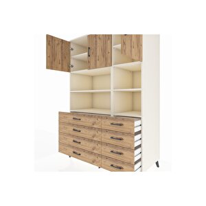 Kronos Dolap 8 Raflı 8 Çekmeceli 3 Kapaklı 132x59x195 Aytaşı-çam/çam