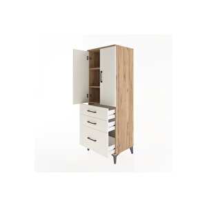 Hyperion Dolap 3 Raflı 3 Çekmeceli 2 Kapaklı 60x44x163 Çam-aytaşı