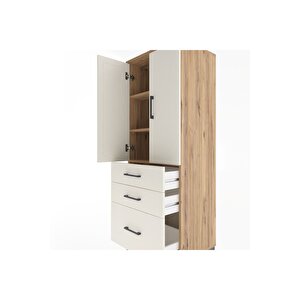 Hyperion Dolap 3 Raflı 3 Çekmeceli 2 Kapaklı 60x44x163 Çam-aytaşı