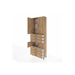 Arges Dolap 4 Raflı 6 Çekmeceli 4 Kapaklı 88x30x243 Çam-çam