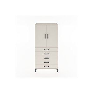Hyperion Dolap Tek Raflı 5 Çekmeceli Tek Askılı 88x44x182 Aytaşı-aytaşı