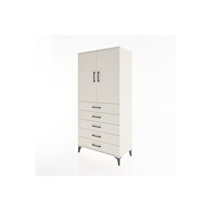Hyperion Dolap Tek Raflı 5 Çekmeceli Tek Askılı 88x44x182 Aytaşı-aytaşı