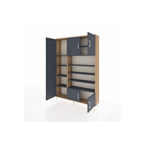 Arges Gardrop 10 Raflı 5 Kapaklı 132x30x195 Çam-antrasit