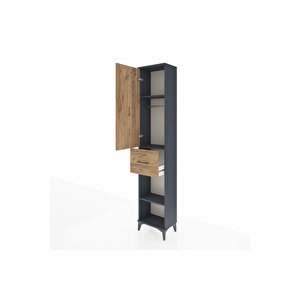 Arges Dolap 3 Raflı Tek Çekmeceli Tek Askılı 44x30x221 Antrasit-çam