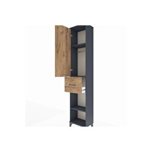 Arges Dolap 3 Raflı Tek Çekmeceli Tek Askılı 44x30x221 Antrasit-çam