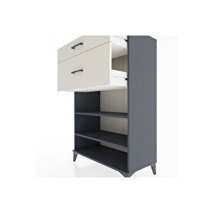 Hyperion Dolap 2 Raflı 2 Çekmeceli 88x44x134 Antrasit-aytaşı