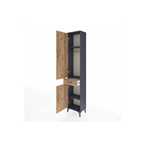 Arges Dolap 3 Raflı Tek Çekmeceli Tek Askılı 44x30x221 Antrasit-çam