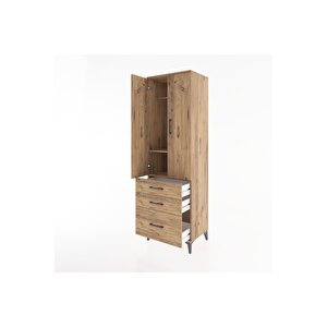 Hyperion Dolap 2 Raflı 3 Çekmeceli Tek Askılı 60x44x195 Çam-çam