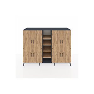 Kronos Dolap 14 Raflı 8 Kapaklı 220x59x163 Antrasit-çam