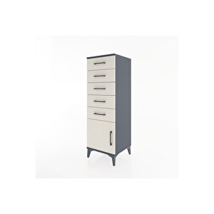 Hyperion Dolap 5 Çekmeceli Tek Kapaklı 44x44x134 Antrasit-aytaşı