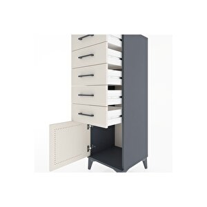 Hyperion Dolap 5 Çekmeceli Tek Kapaklı 44x44x134 Antrasit-aytaşı