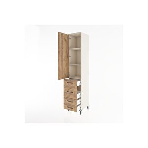 Hyperion Dolap 3 Raflı 4 Çekmeceli Tek Kapaklı 44x44x221 Aytaşı-çam