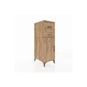 Kronos Dolap Tek Raflı 2 Çekmeceli Tek Kapaklı 44x59x134 Çam-çam