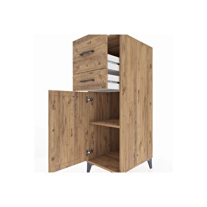 Kronos Dolap Tek Raflı 2 Çekmeceli Tek Kapaklı 44x59x134 Çam-çam