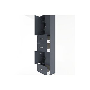 Arges Dolap 5 Raflı 3 Çekmeceli 4 Kapaklı 60x30x243 Antrasit-antrasit