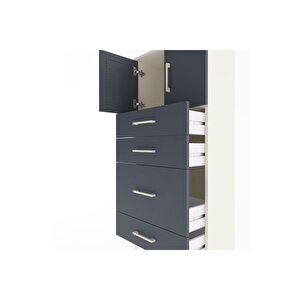 Arges Dolap Tek Raflı 4 Çekmeceli 2 Kapaklı 60x30x134 Aytaşı-antrasit