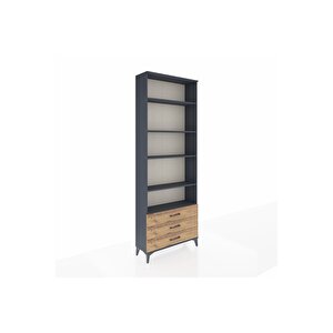 Arges Dolap 5 Raflı 3 Çekmeceli 88x30x243 Antrasit-çam