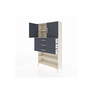 Arges Dolap 3 Raflı 3 Çekmeceli 2 Kapaklı 88x30x163 Aytaşı-antrasit