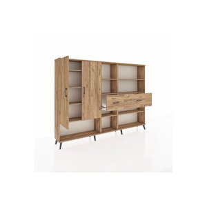 Arges Dolap 10 Raflı 2 Çekmeceli 2 Kapaklı 220x30x163 Çam-çam