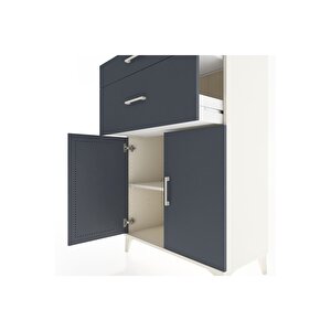Hyperion Dolap Tek Raflı 2 Çekmeceli 2 Kapaklı 88x44x134 Aytaşı-antrasit